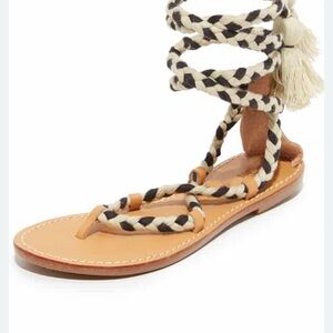 Soludos Tan and Black Braided Sandals